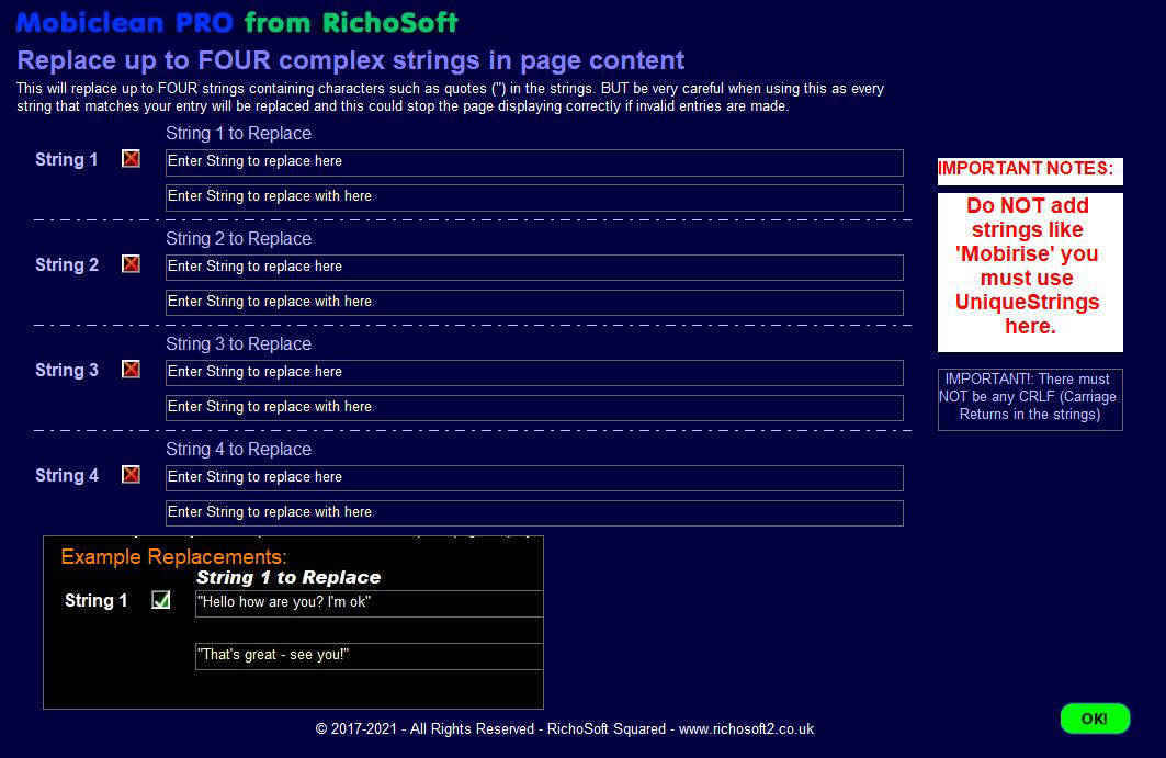 Mobiclean 11 Complex String
