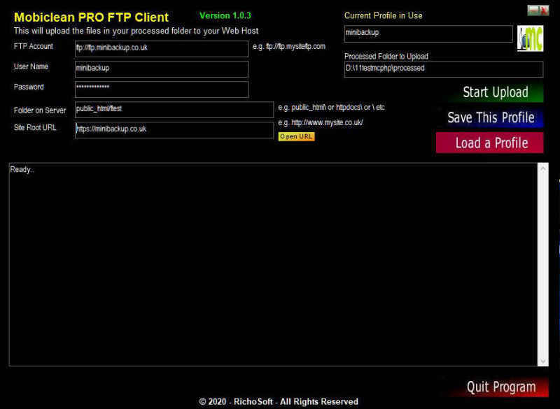 Mobiclean Built In FTP Client