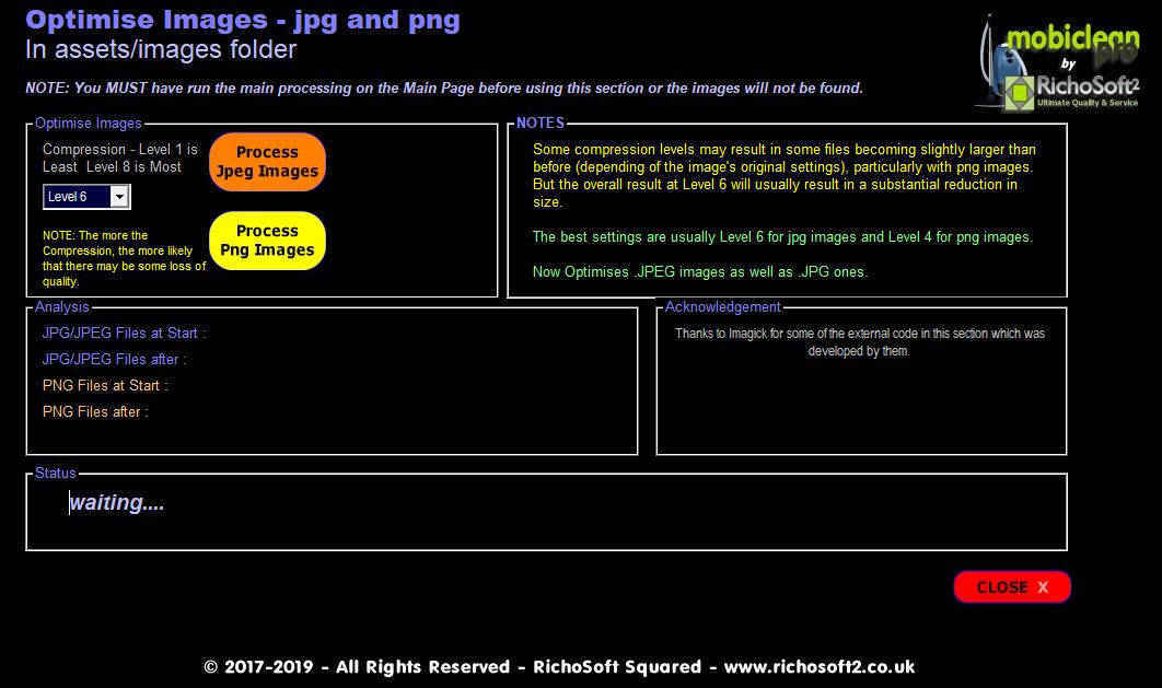 Mobiclean Optimise Images