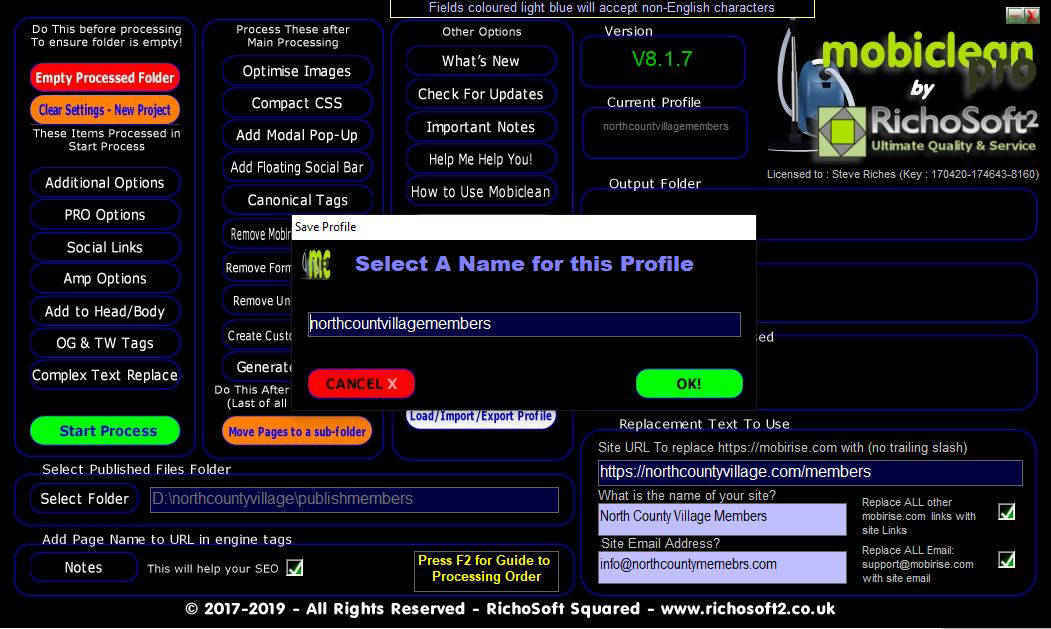 Mobiclean Save Profile