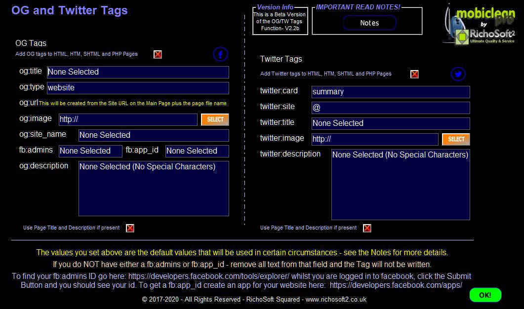 Mobiclean OG and Twitter Tags