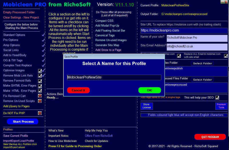 Mobiclean 11 Save Profile
