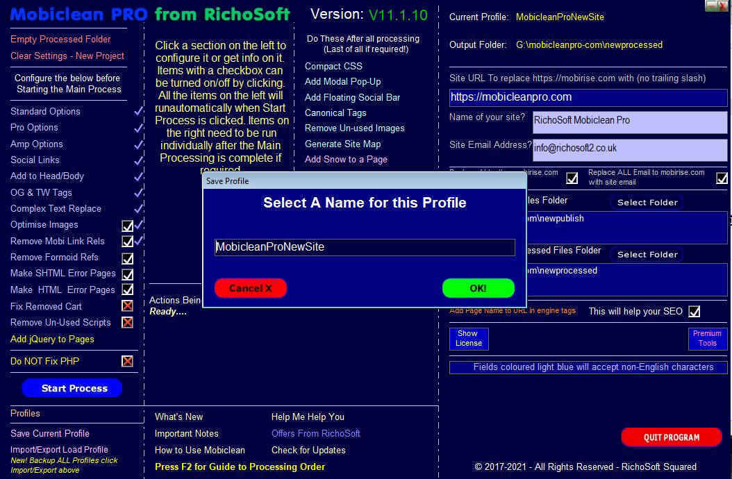 Mobiclean 11 Save Profile