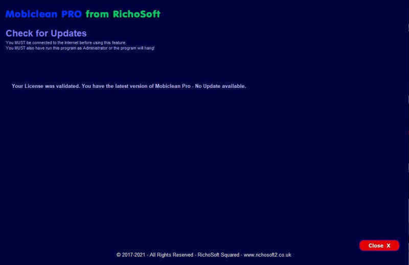 Mobiclean 11 Check For Updates