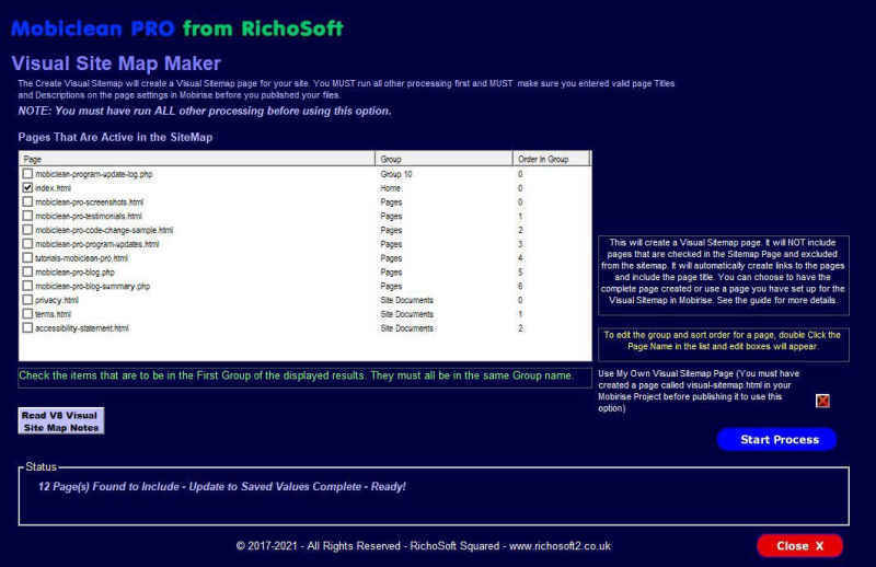 Mobiclean 11 Visual Sitemap
